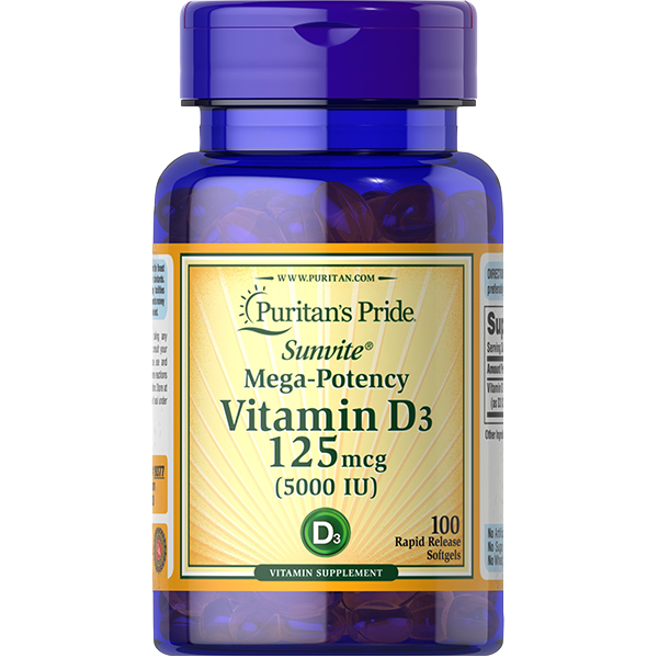 Vitamin D3 125 mcg (5000 IU) -  100 Sgels