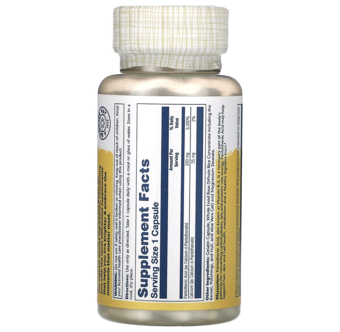 Panthothenic Acid, 250 mg, 100 Capsules