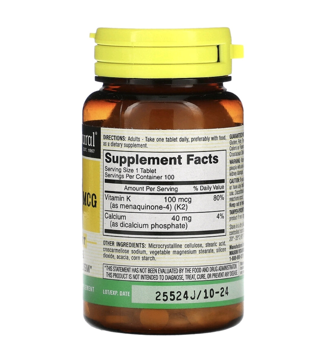 Vitamin K2, 100 mcg, 100 Tablets