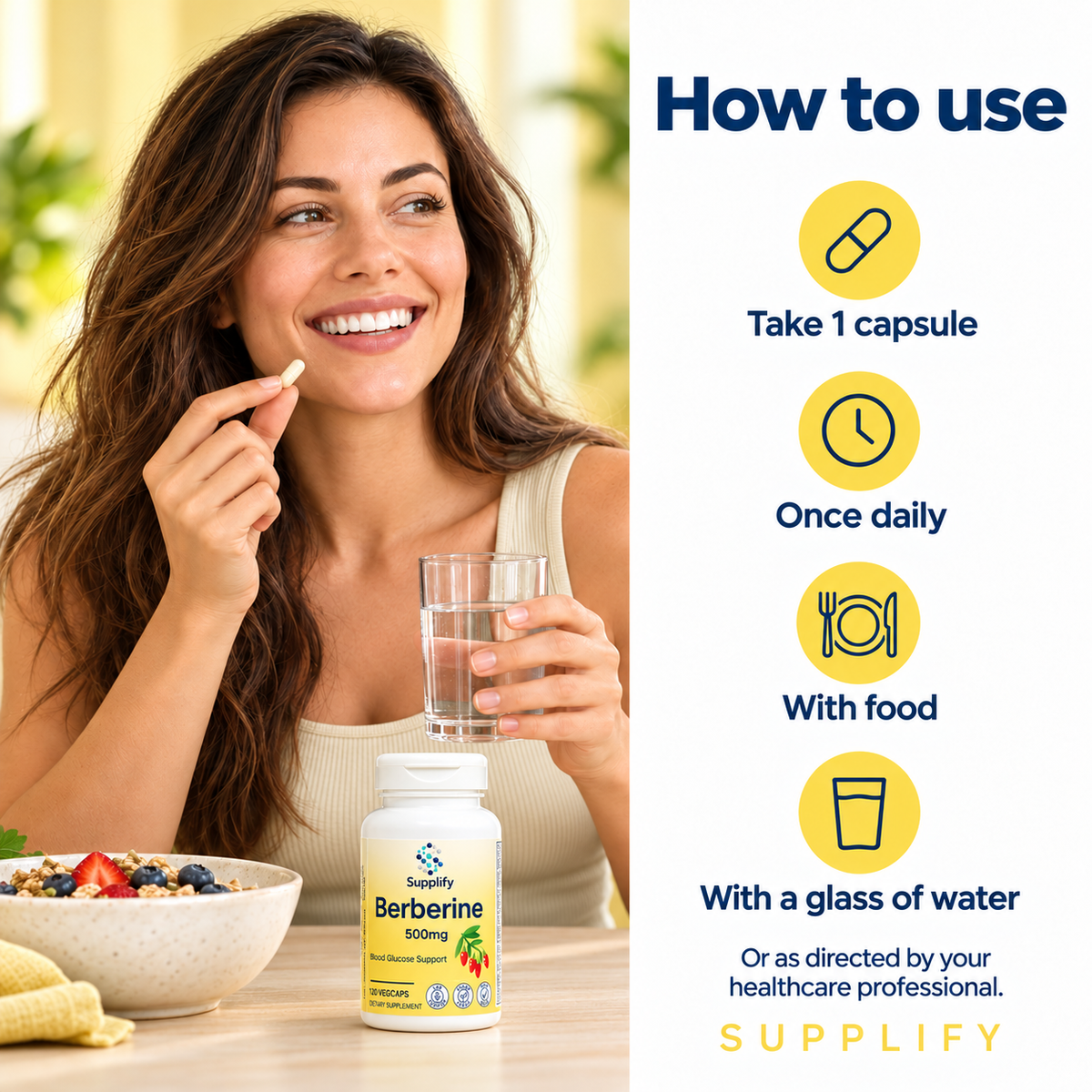 Supplify Berberine 500mg – 120 VEGAN CAPS