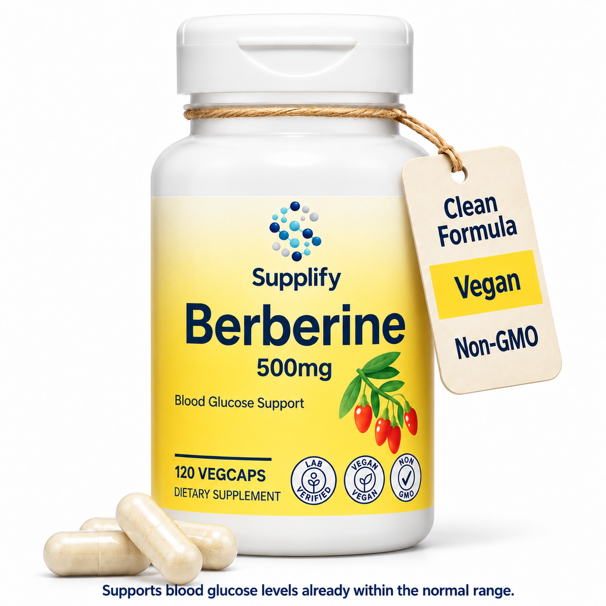 Supplify Berberine 500mg – 120 VEGAN CAPS