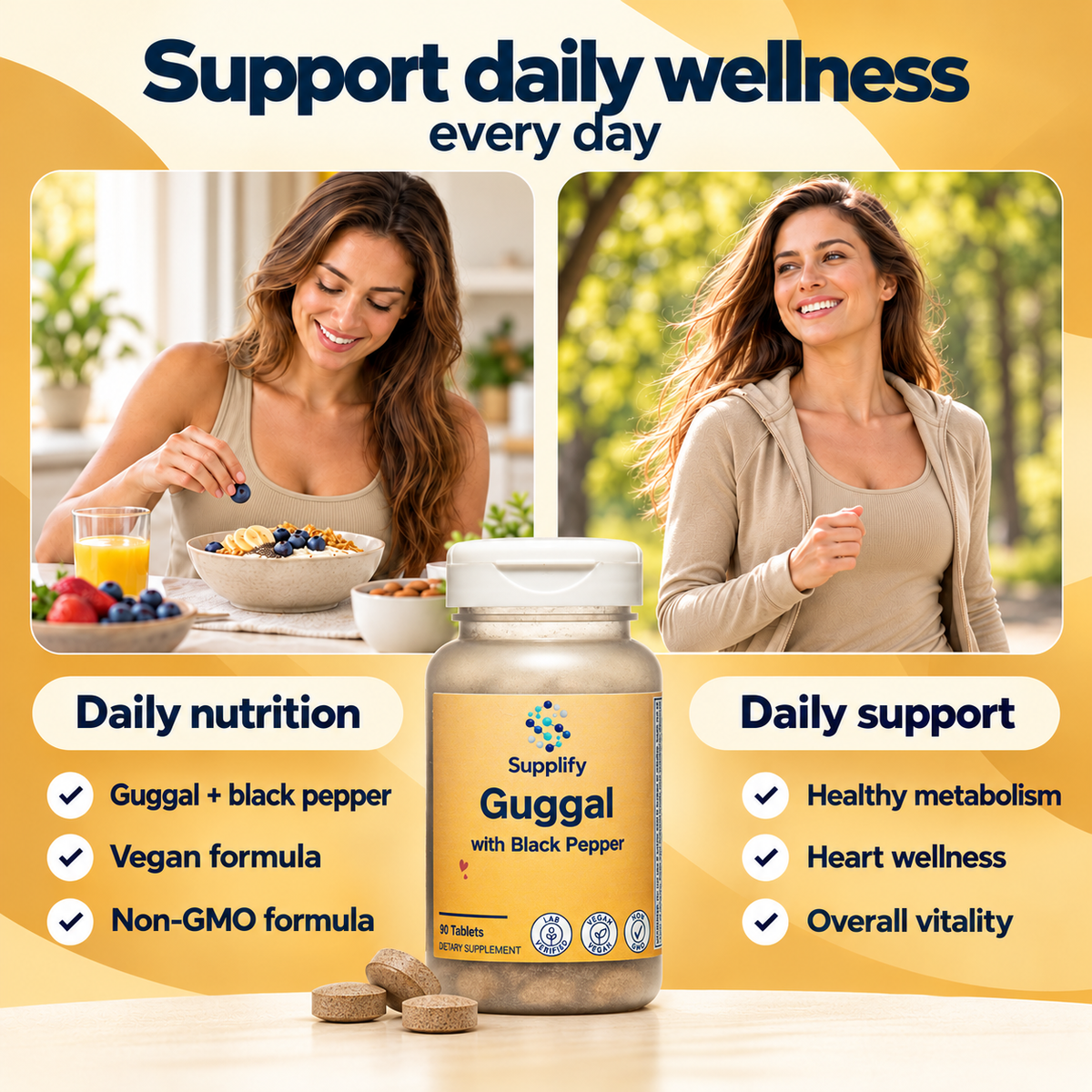 Supplify Guggul with Black Pepper – 90 Tablets