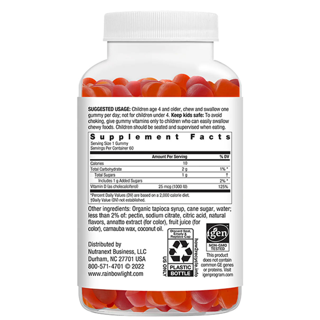 Kids Sunny Gummies Vitamin D3 1000 IU, 60 Vegetarian Gummies