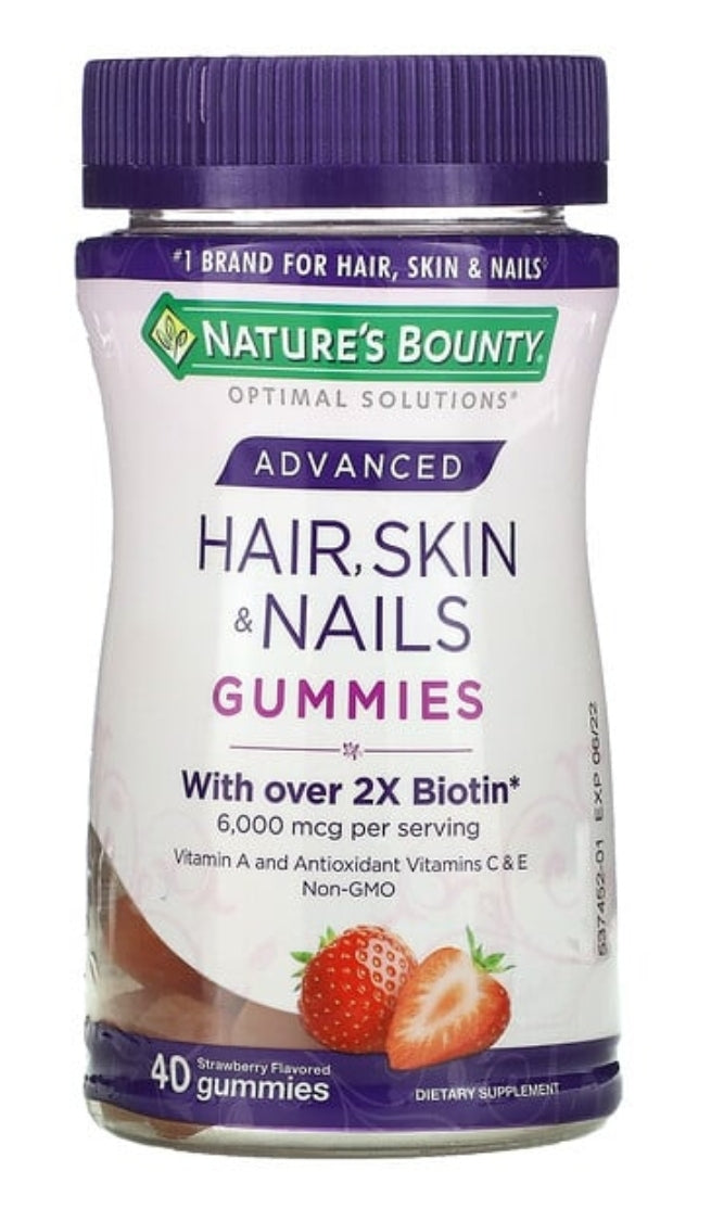 Advanced Hair, Skin & Nails Gummies, Strawberry, 40 Gummies