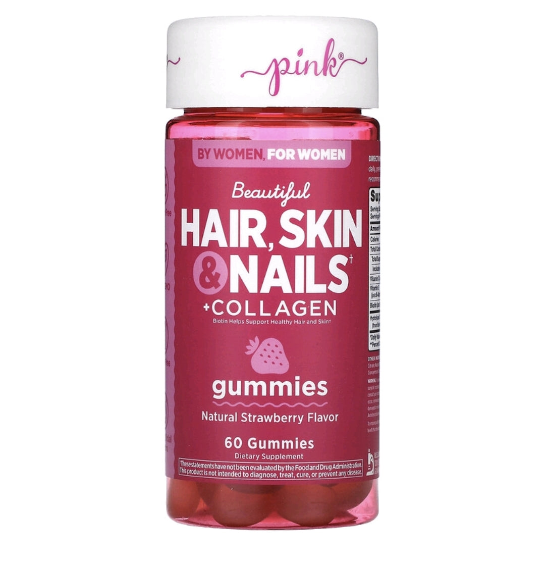 Beautiful Hair, Skin & Nails + Collagen, Natural Strawberry, 60 Gummies