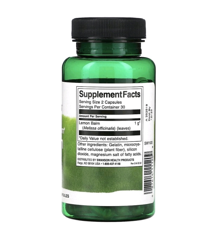 Full Spectrum Lemon Balm, 500 mg, 60 Capsules