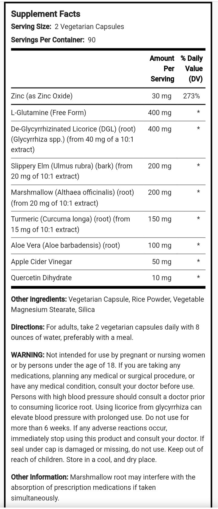 Leaky Gut Support, 180 Vegetarian Capsules