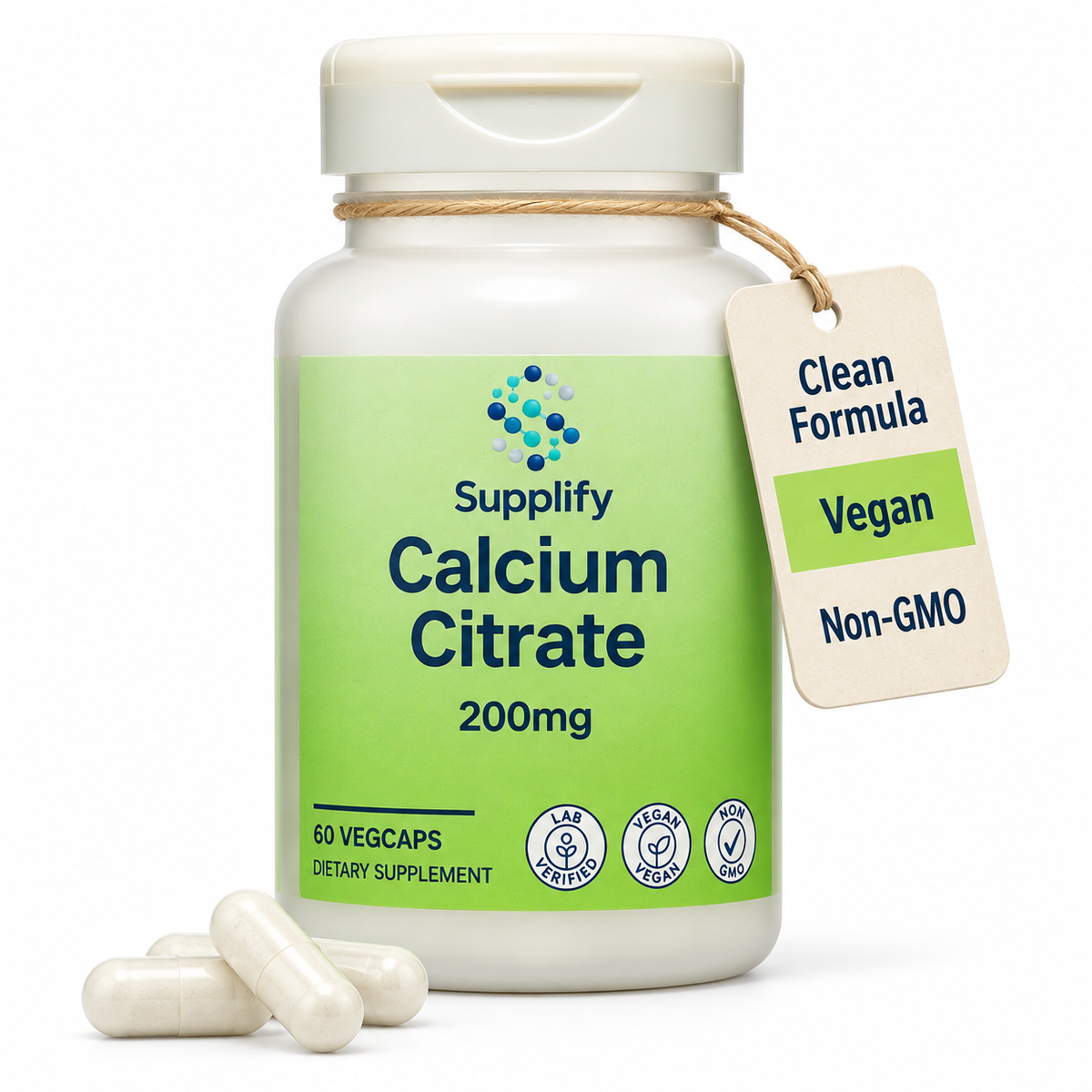Supplify Calcium Citrate 200mg – 60 Veg Capsules