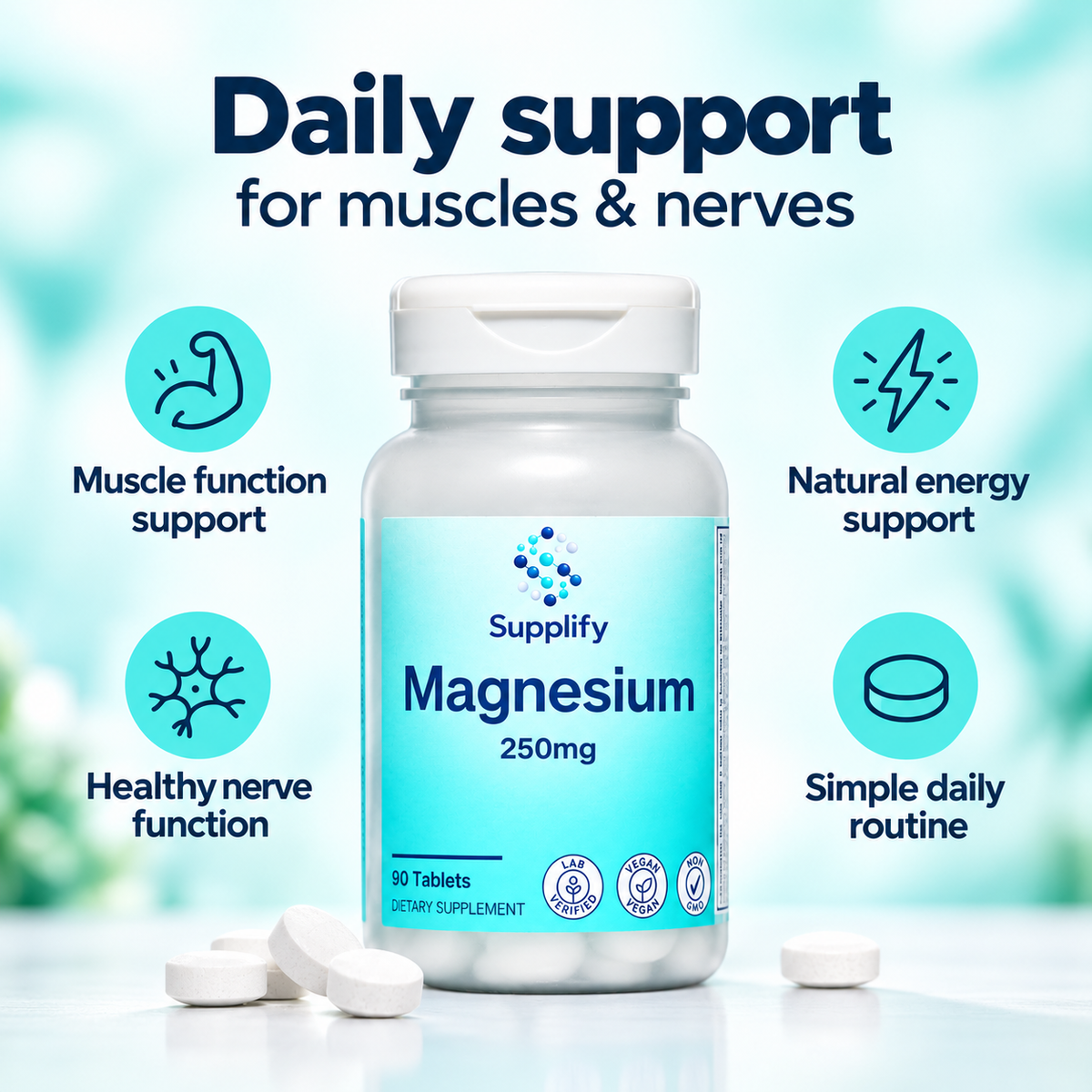 Supplify Magnesium 250mg – 90 Tablets