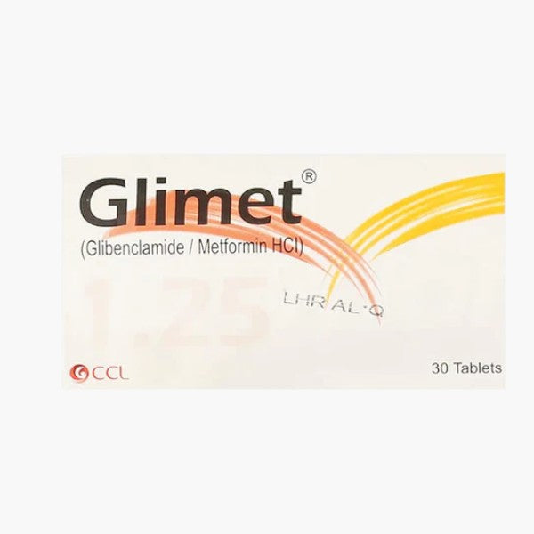 Glimet (Glibenclamide/Metformin) 1.25/250mg, 30 Ct - CCL