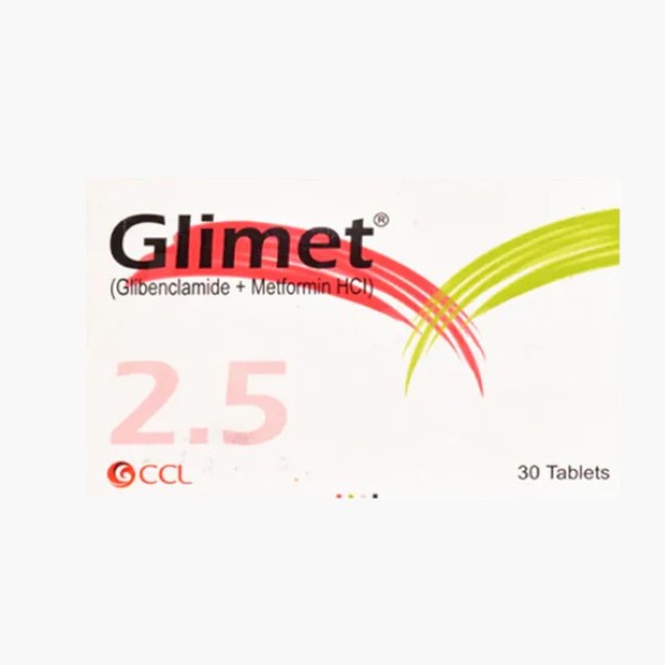 Glimet (Glibenclamide/Metformin) 2.5/500mg, 30 Ct - CCL