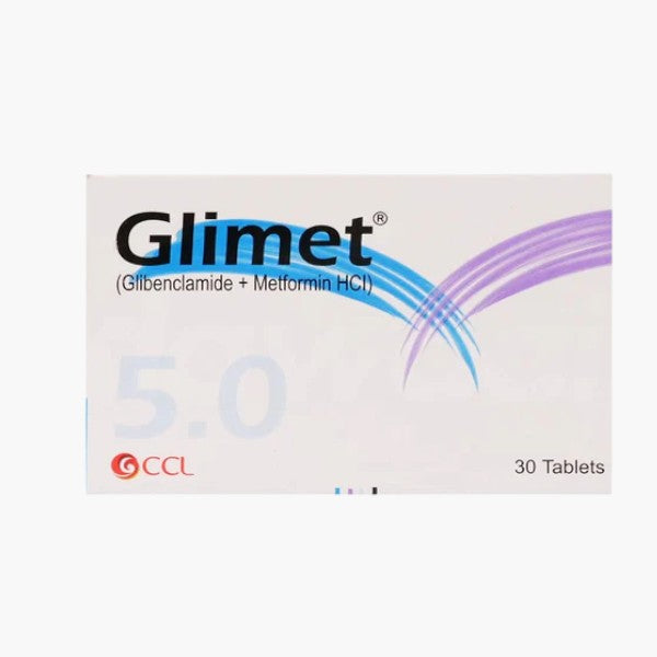 Glimet (Glibenclamide/Metformin) 5.0/500mg, 30 Ct - CCL