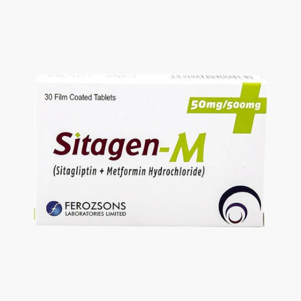 Sitagen-M (Sitagliptin/Metformin) Tablets 50/500mg, 30 Ct - Ferozsons
