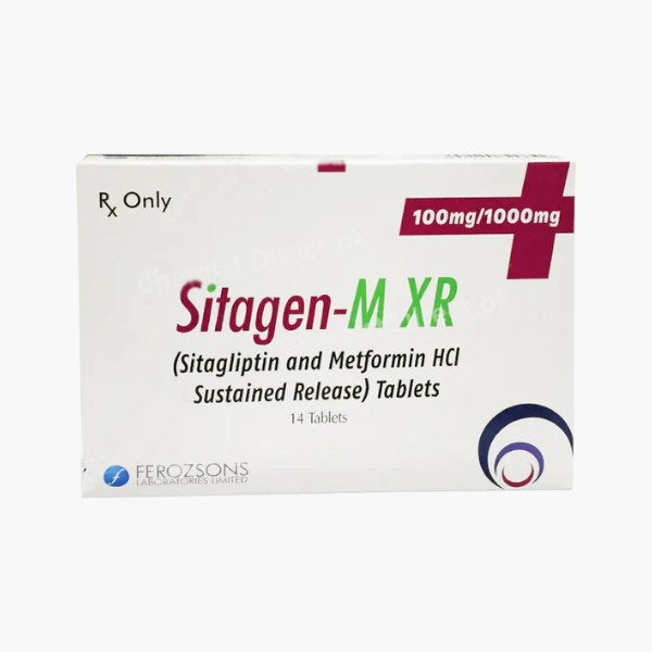 Sitagen-M XR Tablets (Sitagliptin/Metformin) 100/1000mg, 14 Ct - Ferozsons