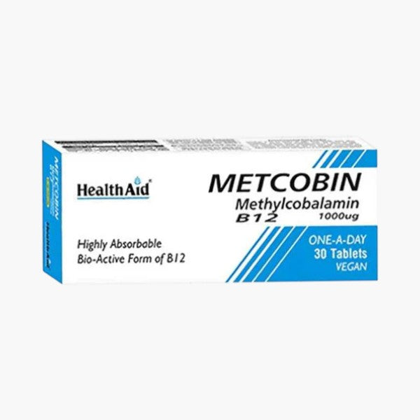 HealthAid Metcobin Methylcobalamin 1000mcg, 30 Ct