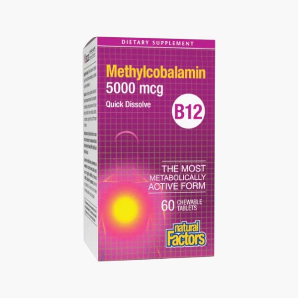 Natural Factors Sublingual Vitamin B12 5000 mcg (Methylcobalamin), 60 Ct