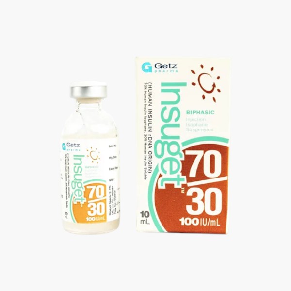 Insuget 70/30 100IU Injection 10ml, 1 Ct - Getz Pharma