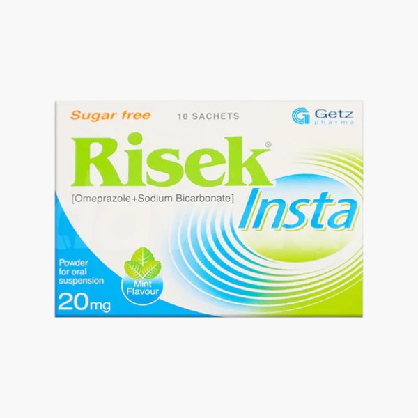 Risek Insta (Omeprazole) Sachet 20mg, 10 Ct