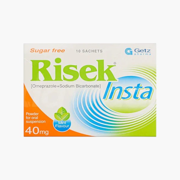 Risek Insta (Omeprazole) Sachet 40mg, 10 Ct