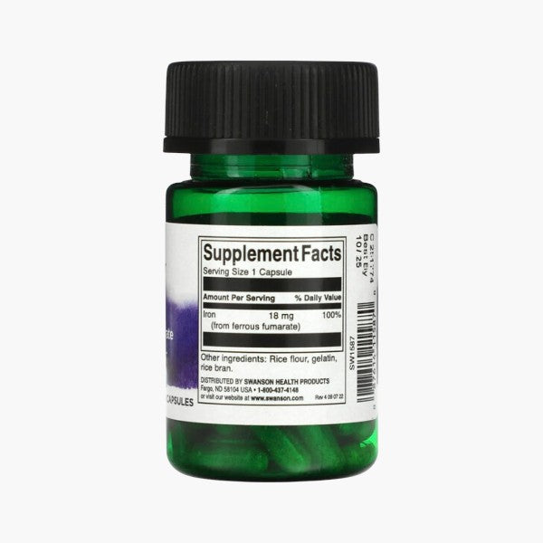 Iron Ferrous Fumarate, 18 mg, 60 Capsules