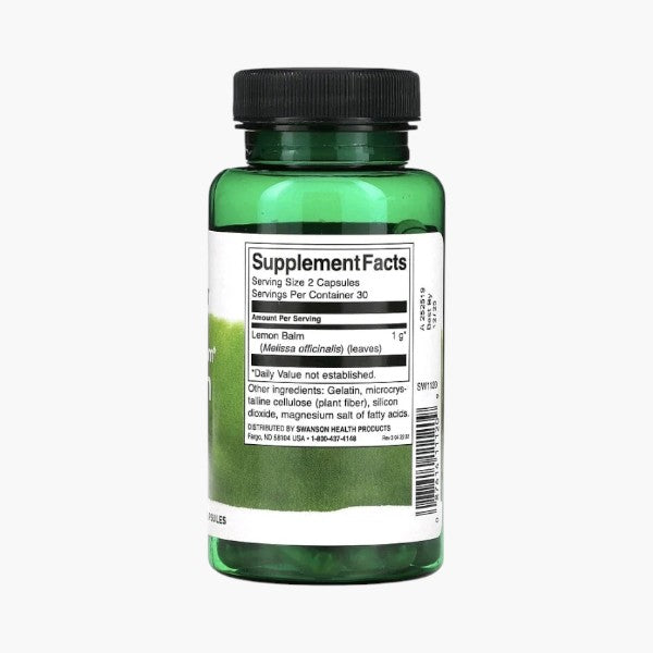 Full Spectrum Lemon Balm, 500 mg, 60 Capsules