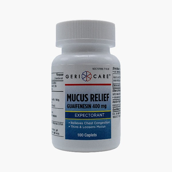 GeriCare Guaifenesin 400mg Expectorant Caplets, Mucus Relief 100 Count (Pack of 1)