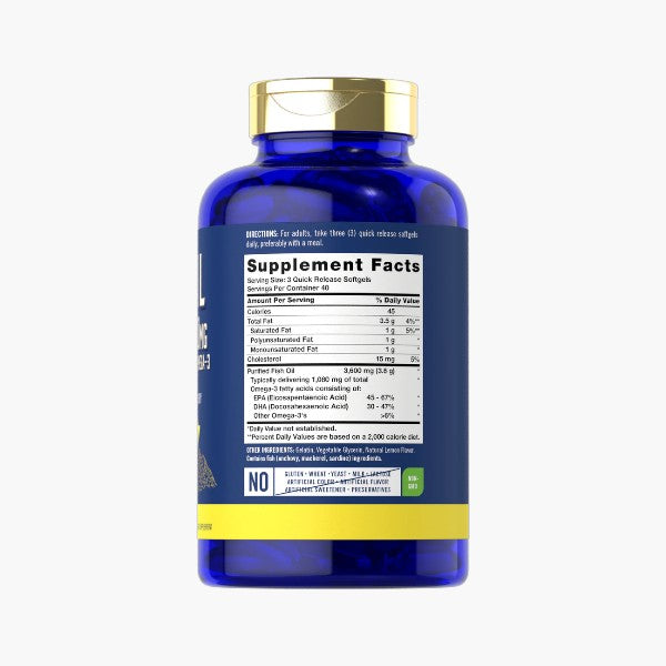 Fish Oil 3600mg with Omega-3 1080mg per serving | 120 Softgels