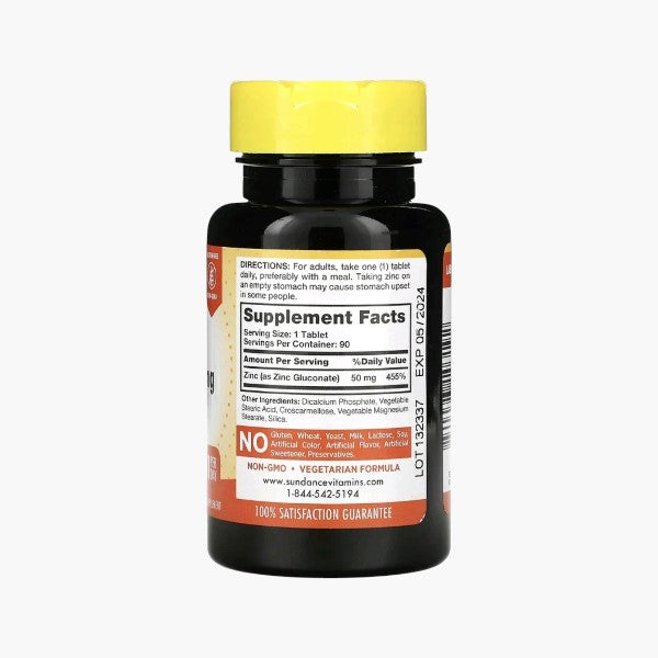 Chelated Zinc Gluconate, 50 mg, 90 Tablets