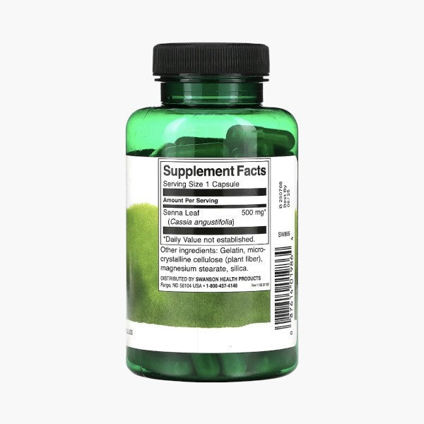 Senna Leaf, 500 mg, 100 Capsules
