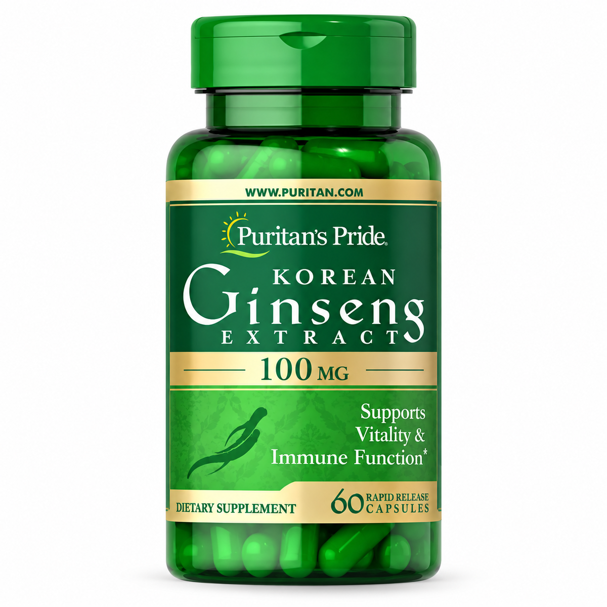 Korean Ginseng Extract 100 mg, 60 Caps