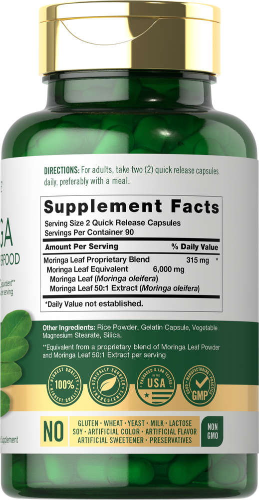 Moringa Oleifera 6000mg per serving | 180 Capsules