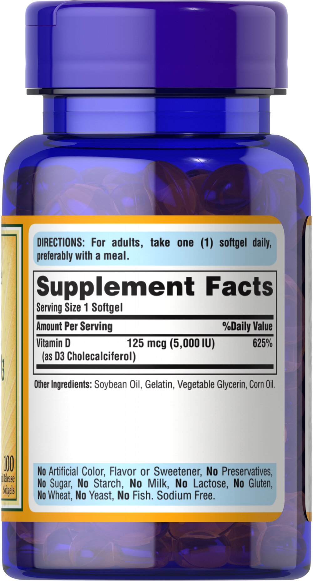 Vitamin D3 125 mcg (5000 IU) -  100 Sgels