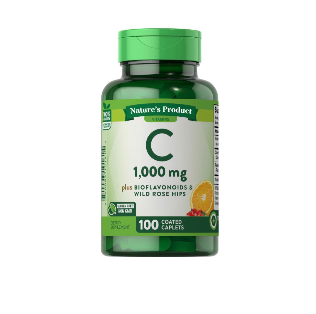 Vitamin C 1000 mg w/ Bioflavonoids & Rose Hips, 100 Coated Caplets
